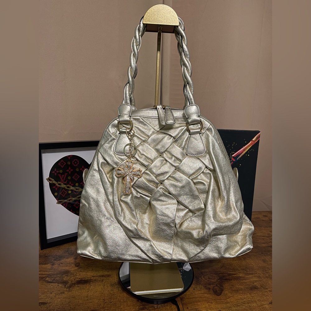 Valentino Garavani Gold and Silver Leather Bag